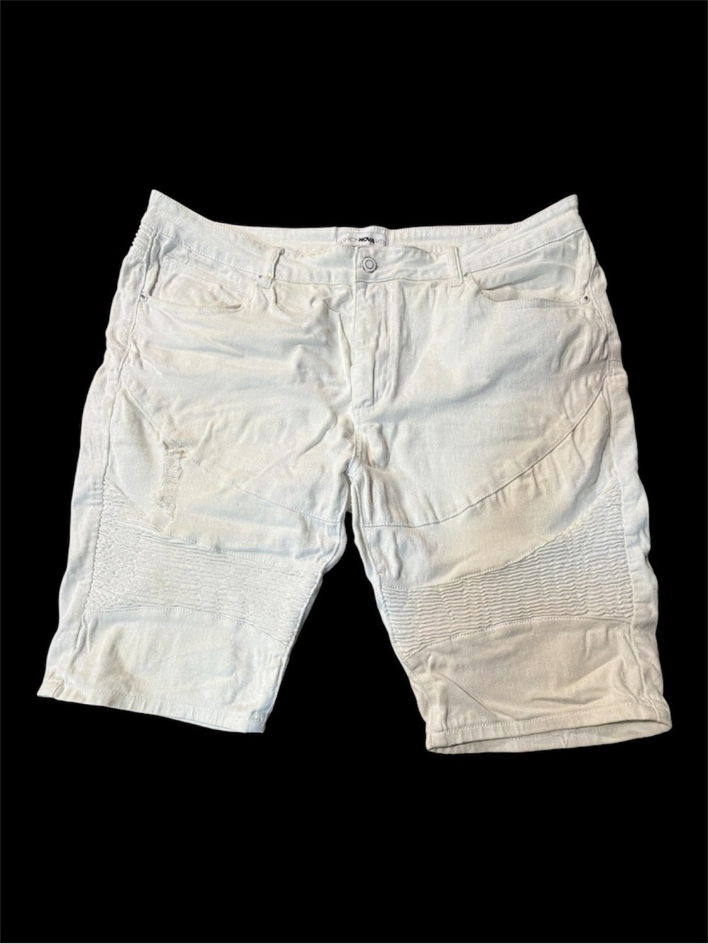 Fashion Nova Men White Moto Biker Shorts Men’s 38 Zip Pockets Stretch